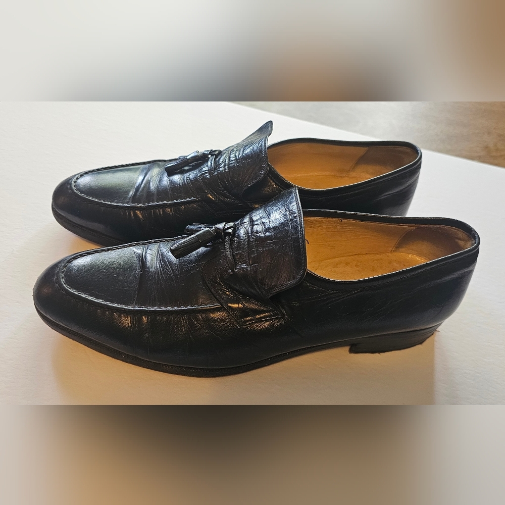 Salvatore Ferragamo Black Leather Tassel Loafers